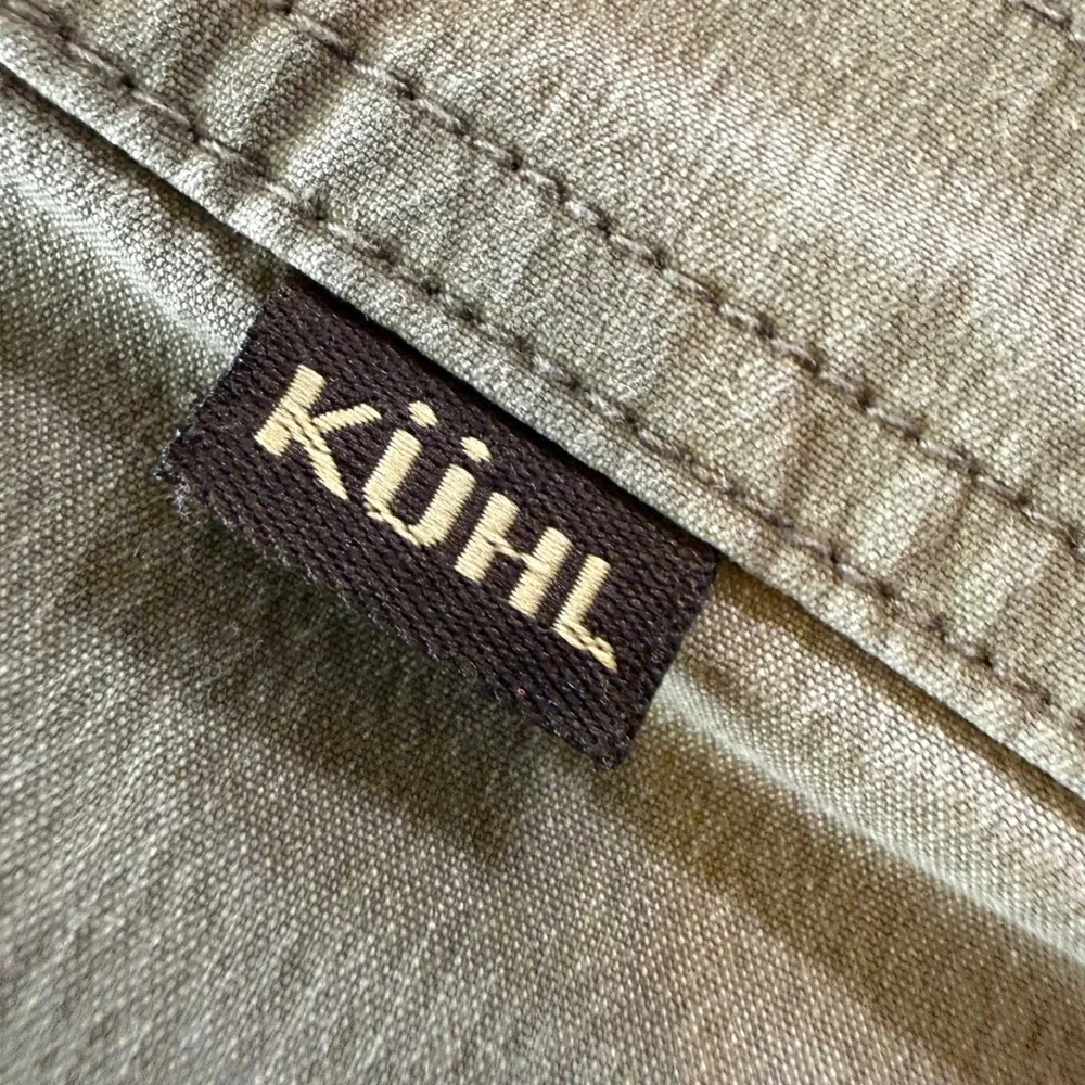 Kuhl Mens 32 Olive Green Vintage Patina Dye Cargo‎ Hiking Shorts 1988